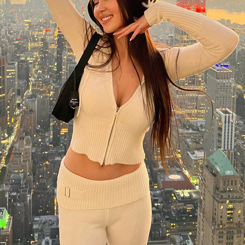 Women's Zip Hoodie & High-Waist Pants Set