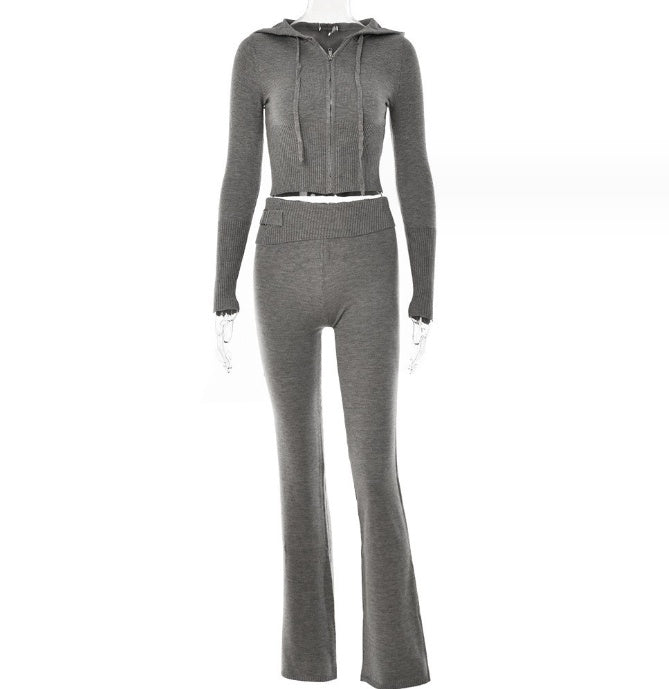 Women's Zip Hoodie & High-Waist Pants Set