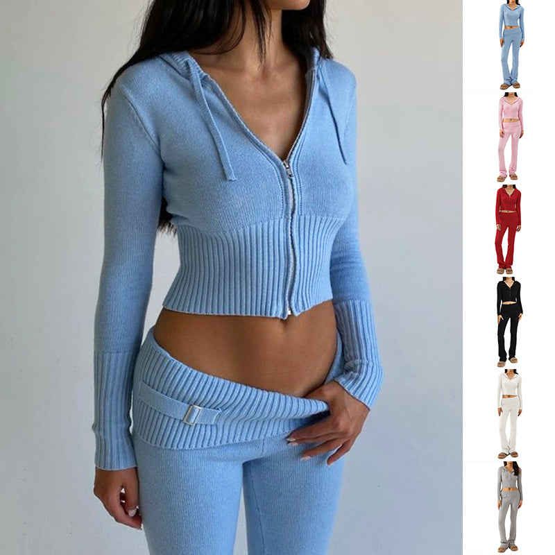 Women's Zip Hoodie & High-Waist Pants Set
