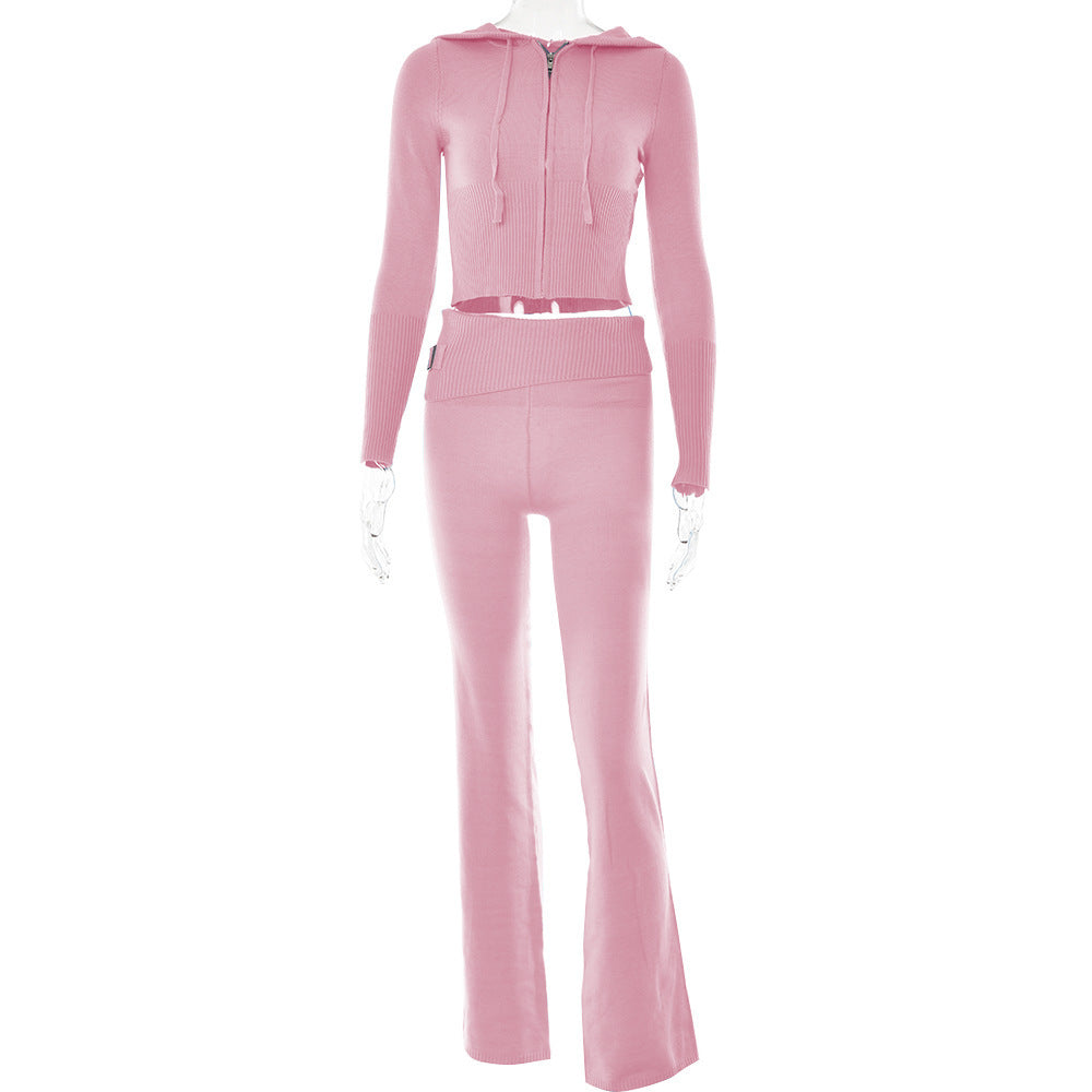 Women's Zip Hoodie & High-Waist Pants Set