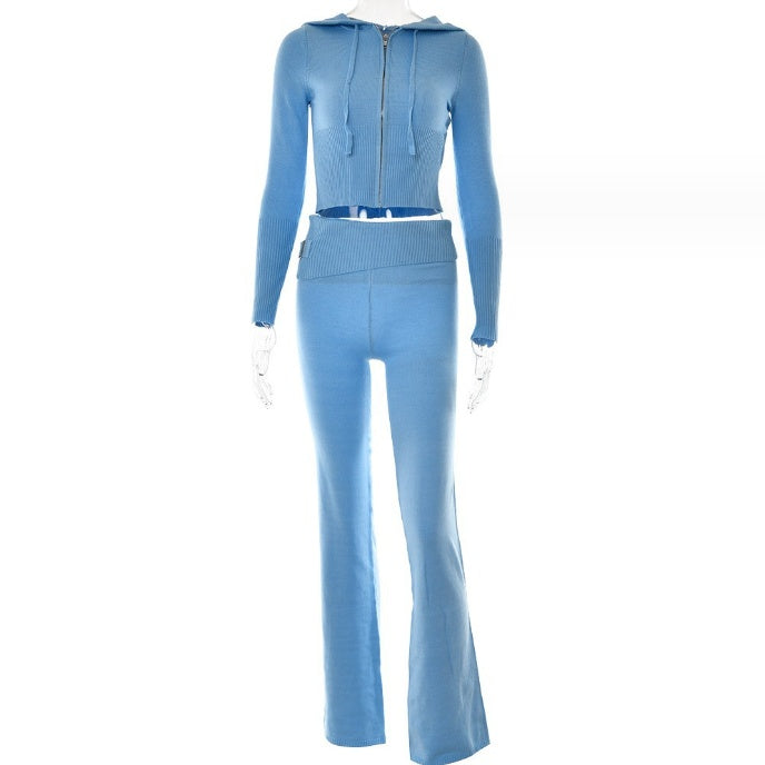 Women's Zip Hoodie & High-Waist Pants Set